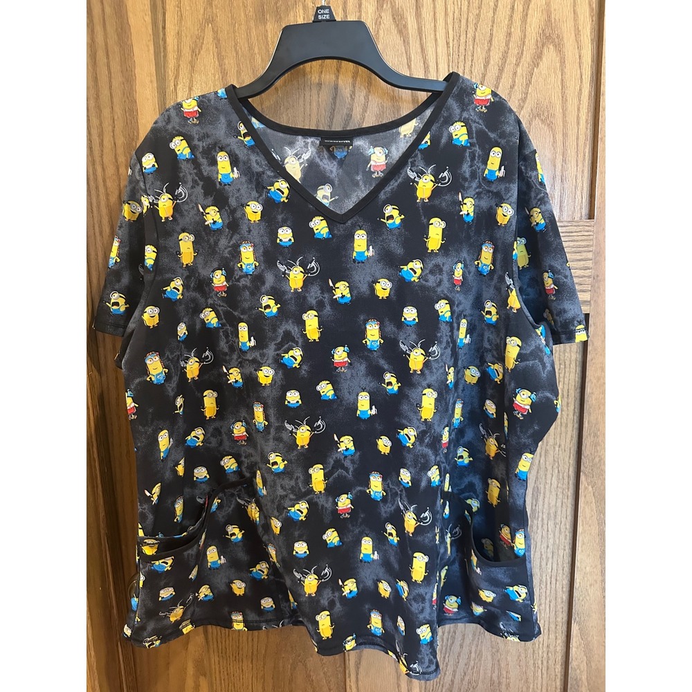 Minions The Rise of Gru Scrub Top V-Neck Medical Uniform 2x